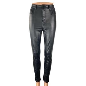 Express Women's Black Faux Vegan Leather High Rise Skinny Trousers Pants Size 0